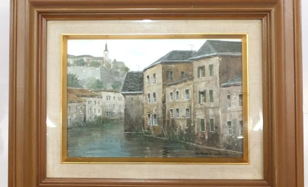 【絵画】井口由多可_「渓谷の街（ルクセンブルク）」