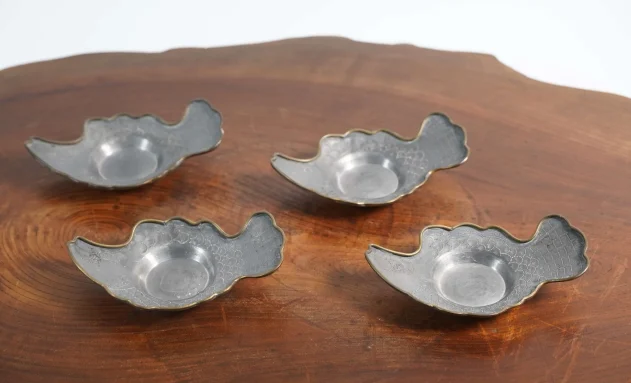 【茶道具】乾隆年製の錫の茶托