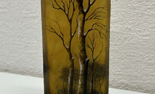 【ガラス工芸品】ドーム_冬景色文花瓶