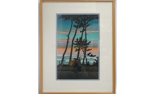 川瀬巴水の後摺木版画「勿来乃夕」