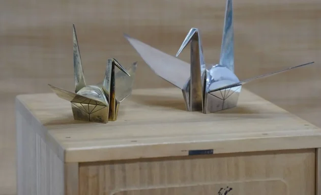 純銀製双鶴_共箱